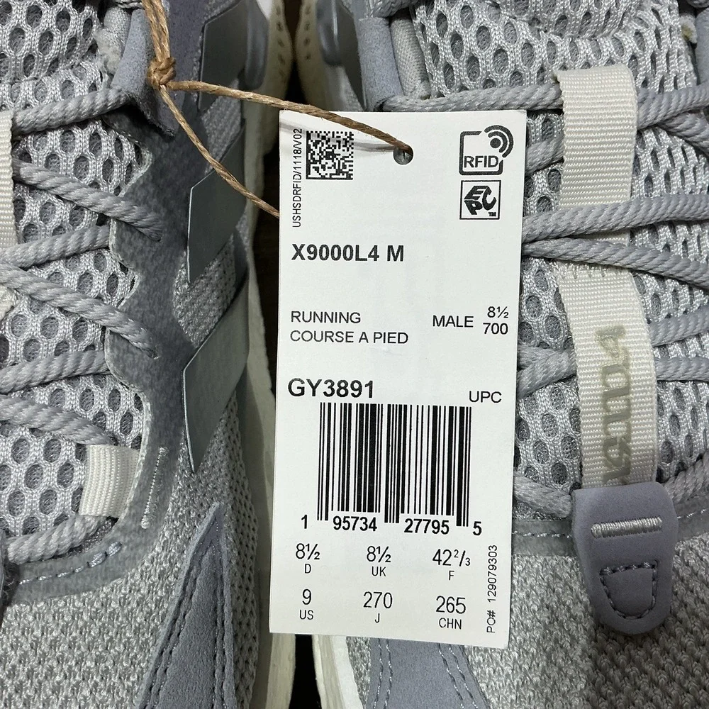 adidas Mens X9000L4 Halo Silver Grey GY3891 textile upper + Boost midsole Size 9